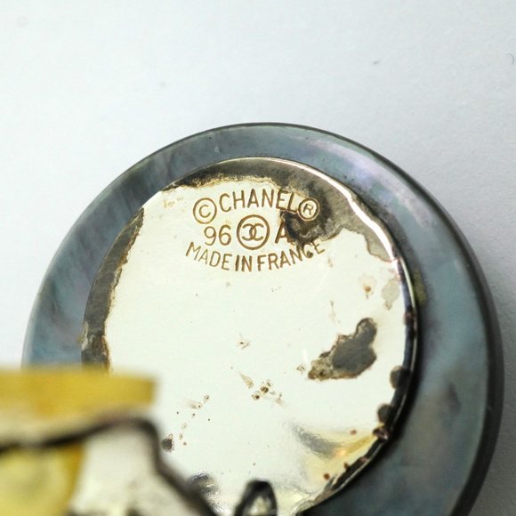 Chanel Earrings Coco Mark Circle Metal Rhinestone Silver Grey Ladies - Picture 5 of 9